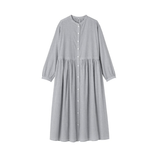 Cotton Voile Dress Dark Navy Stripe MUJI