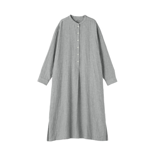 Kapok Blend Double Gauze Dress Dark Gray Stripe MUJI
