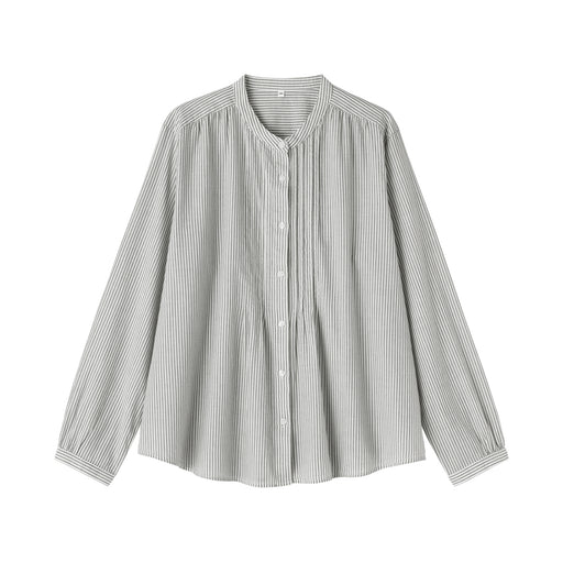 Cotton Voile Blouse Light Gray Stripe MUJI