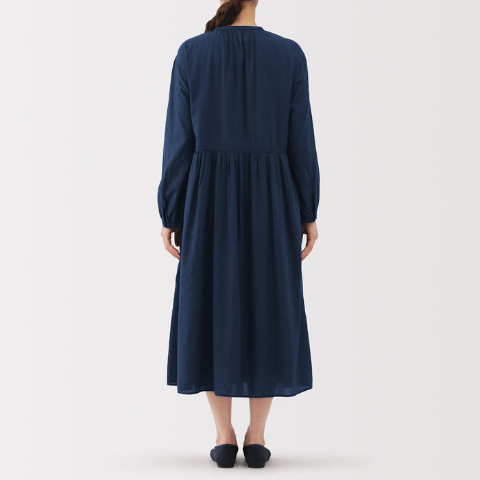 muji dress Cotton Voile Indigo Dress | Women's Dresses