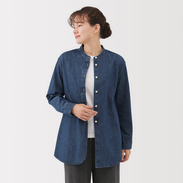 Denim Stand Collar Long Shirt MUJI