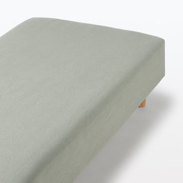 Washed Cotton Fitted Sheet Green MUJI