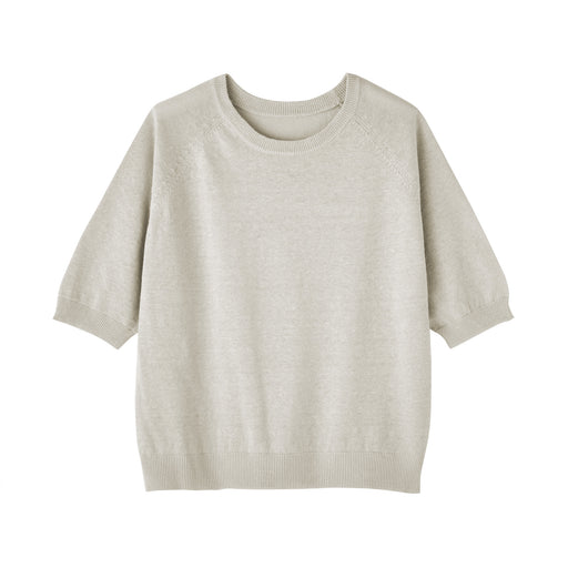 Linen Half Sleeve Sweater Light Beige MUJI