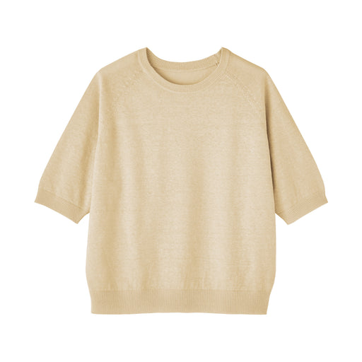 Linen Half Sleeve Sweater Light Yellow MUJI