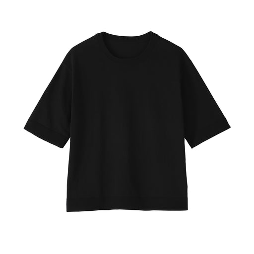 High-Twist Cotton Half Sleeve Sweater Black MUJI