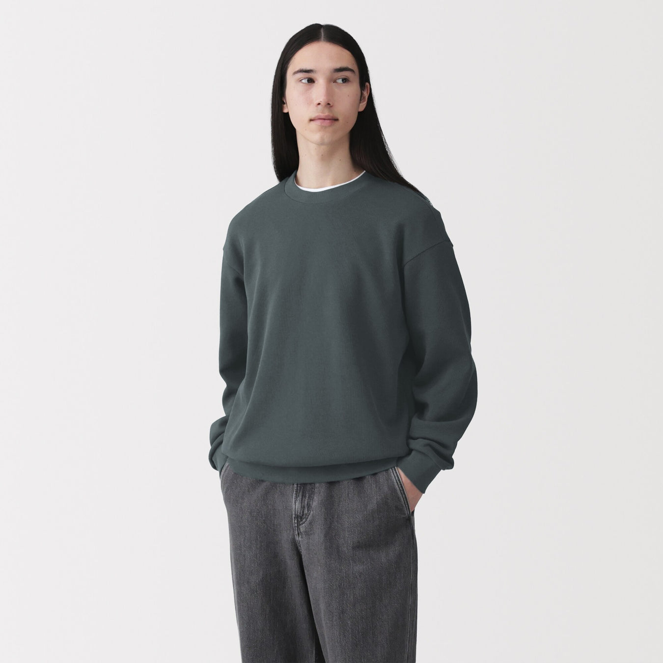 Double Knit Crewneck Pullover Dark Navy MUJI