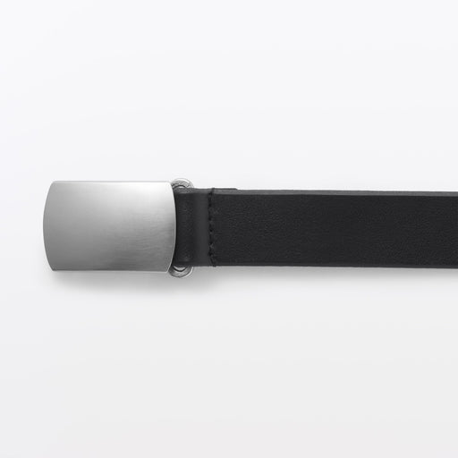 Labo Olive Leather Holeless Belt Black MUJI