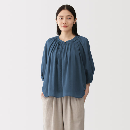 High-Twist Cotton Sheer Blouse MUJI