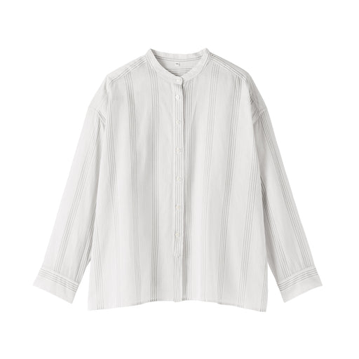High-Twist Cotton Sheer Shirt Off White Stripe MUJI