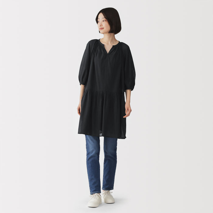 muji dress Labo Washi Blend Gathered Dress