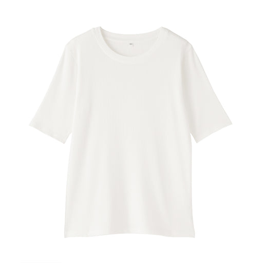 Lyocell Blend Rib Half Sleeve T-Shirt Off White MUJI