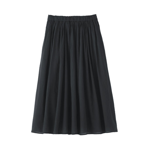 High-Twist Cotton Gathered Skirt Black MUJI