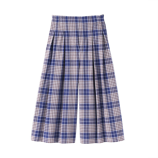Madras Cotton Skirt Pants Blue Check MUJI