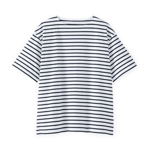 Heavyweight Cotton Boatneck T-Shirt White Stripe MUJI