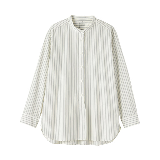 Broadcloth Long Shirt Ivory Stripe MUJI