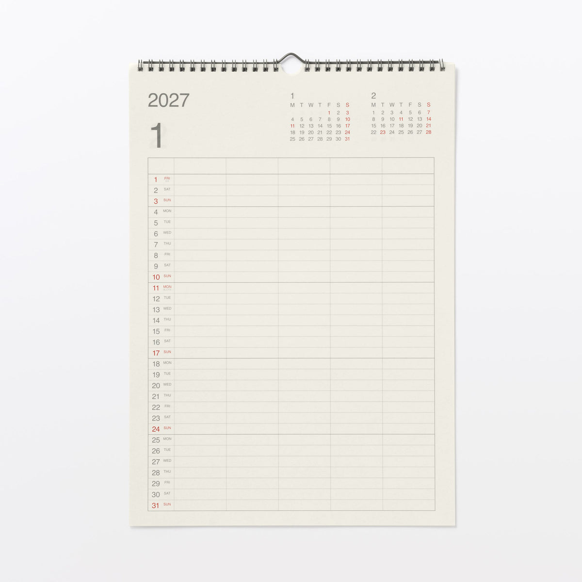 2027 Family Calendar | 2027 Calendars & Planners | MUJI USA