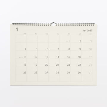 2027 Bagasse Paper Wall Calendar - A3 Horizontal MUJI