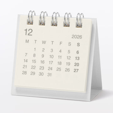 2027 Mini Desktop Calendar - White MUJI