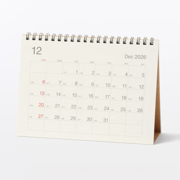 2027 Rokki Rectangular Paper Desktop Calendar - Sun. Start MUJI