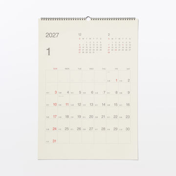 2027 Rokki A2 Paper Wall Calendar - Sun. Start MUJI