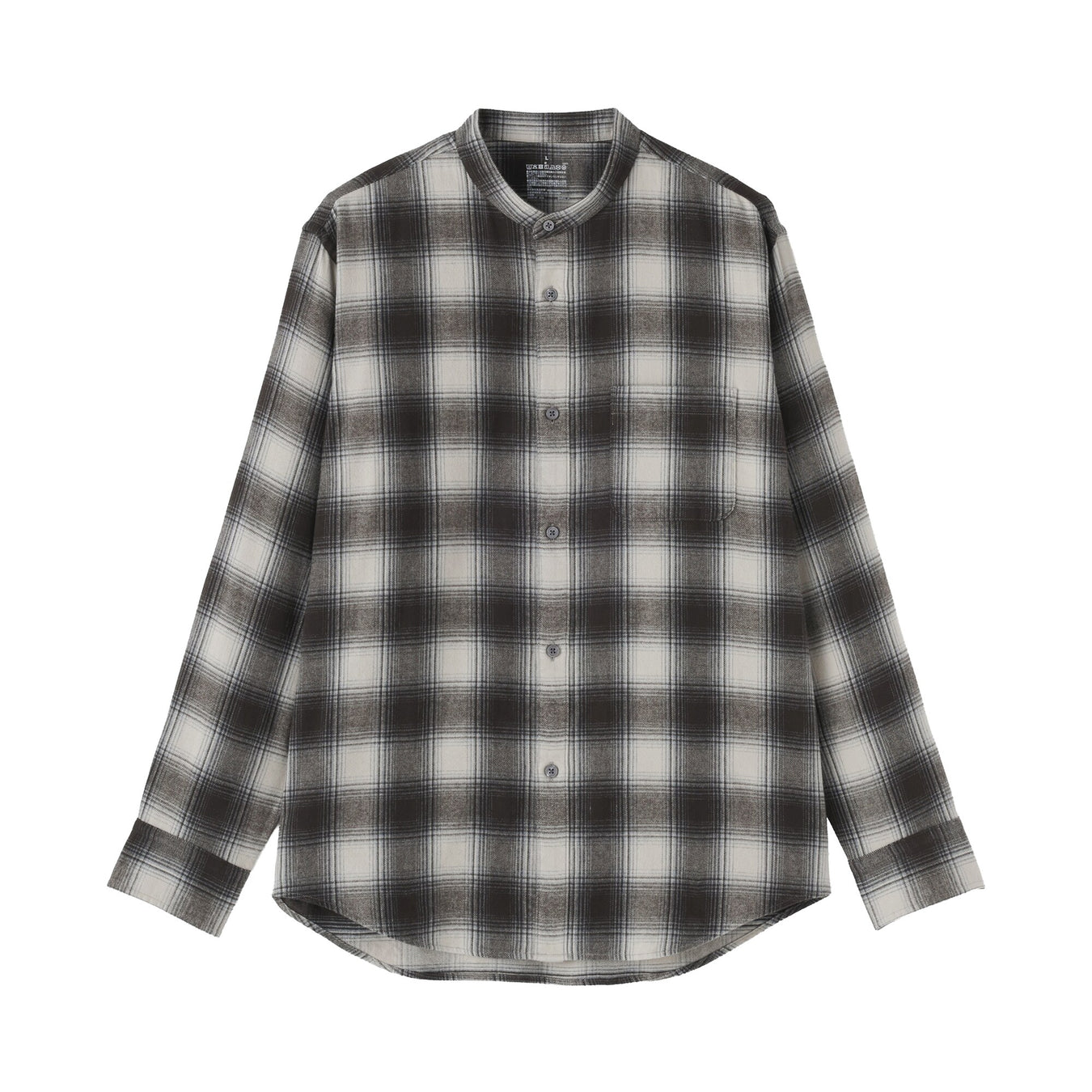 Flannel Stand Collar Shirt Brown Check MUJI