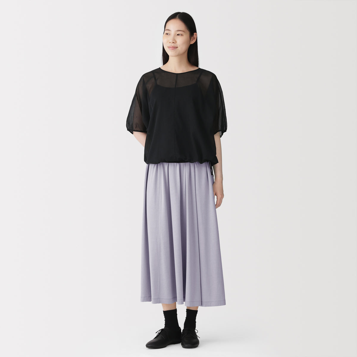 Lyocell Blend Jersey Gathered Skirt