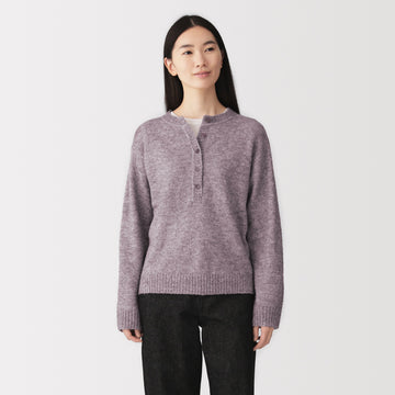 Wool Bouclé Henley Sweater MUJI