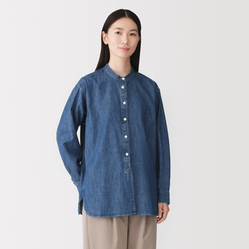 Denim Stand Collar Long Shirt MUJI