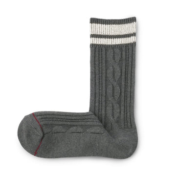 Warm Cotton Cable Socks Charcoal Gray Pattern MUJI