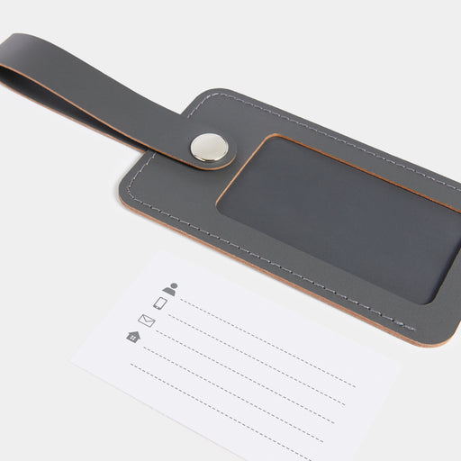 Recycled Leather Luggage Tag - Graphite MUJI