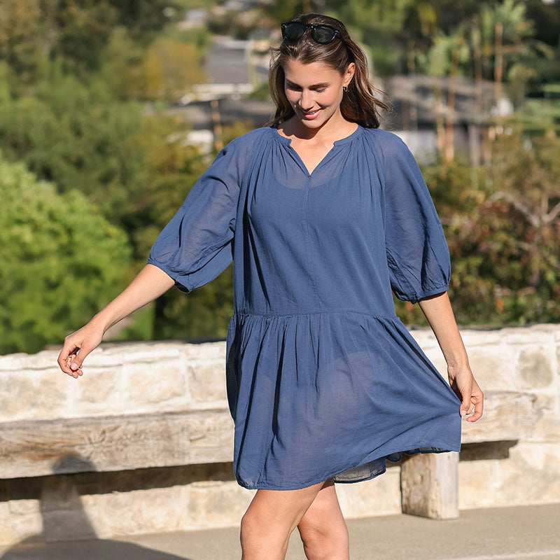 High-Twist Cotton Sheer Dress Black MUJI