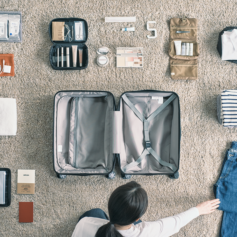 Packing scene: Luggage, travel accessories, apparel