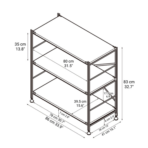 SUS Shelving Unit - Stainless Steel - Wide - Small Default Title MUJI