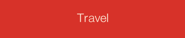 Red background with the word 'Travel' in white text