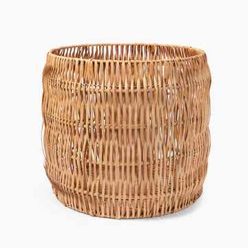 Rattan Wave Basket - Large (Dia. 18.1 x H15.4") MUJI