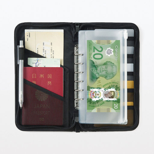 Passport Case with Pocket Black MUJI