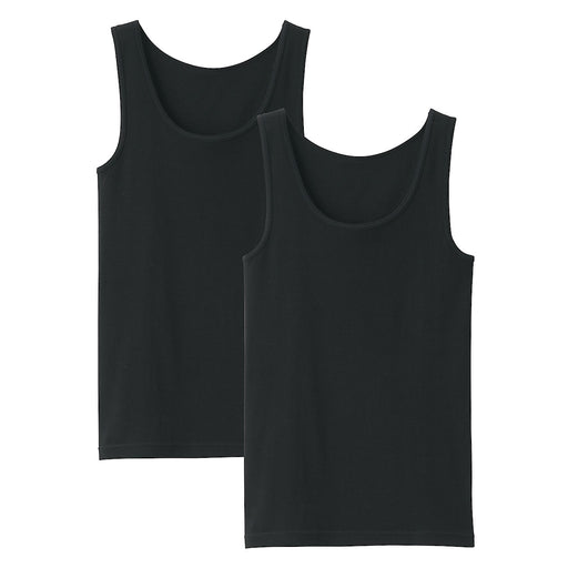 Women's Organic Cotton Ribbed Tank Top 2-Pack Black MUJI