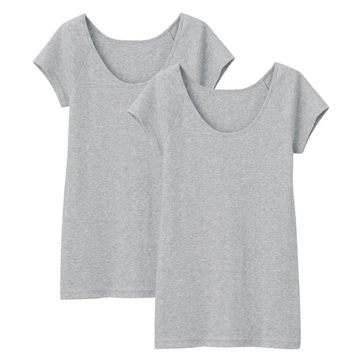 Women's Organic Cotton Rib French Sleeve Shirt 2-Pack Gray MUJI