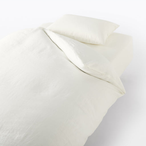 Linen Plain Weave Fitted Sheet Off White MUJI
