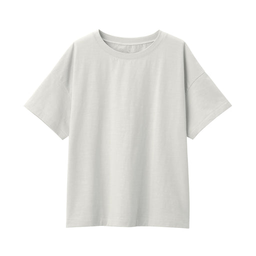 Women's Slub Jersey Short Sleeve T-Shirt Light Silver Gray MUJI