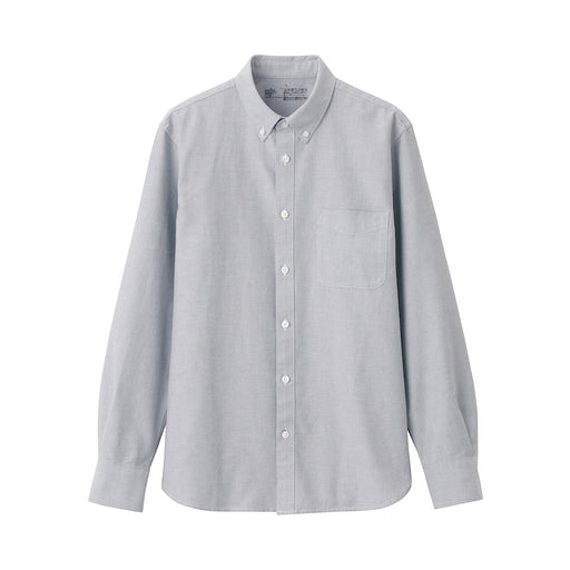 Men's Washed Oxford Collared Long Sleeve Button Down Shirt Light Gray MUJI