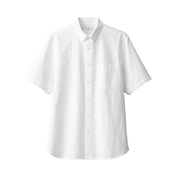 Men's Washed Oxford Button Down Short Sleeve Shirt | MUJI USA