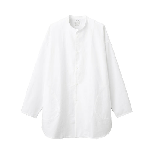 Unisex Washed Oxford Middle Length Over Shirt White MUJI