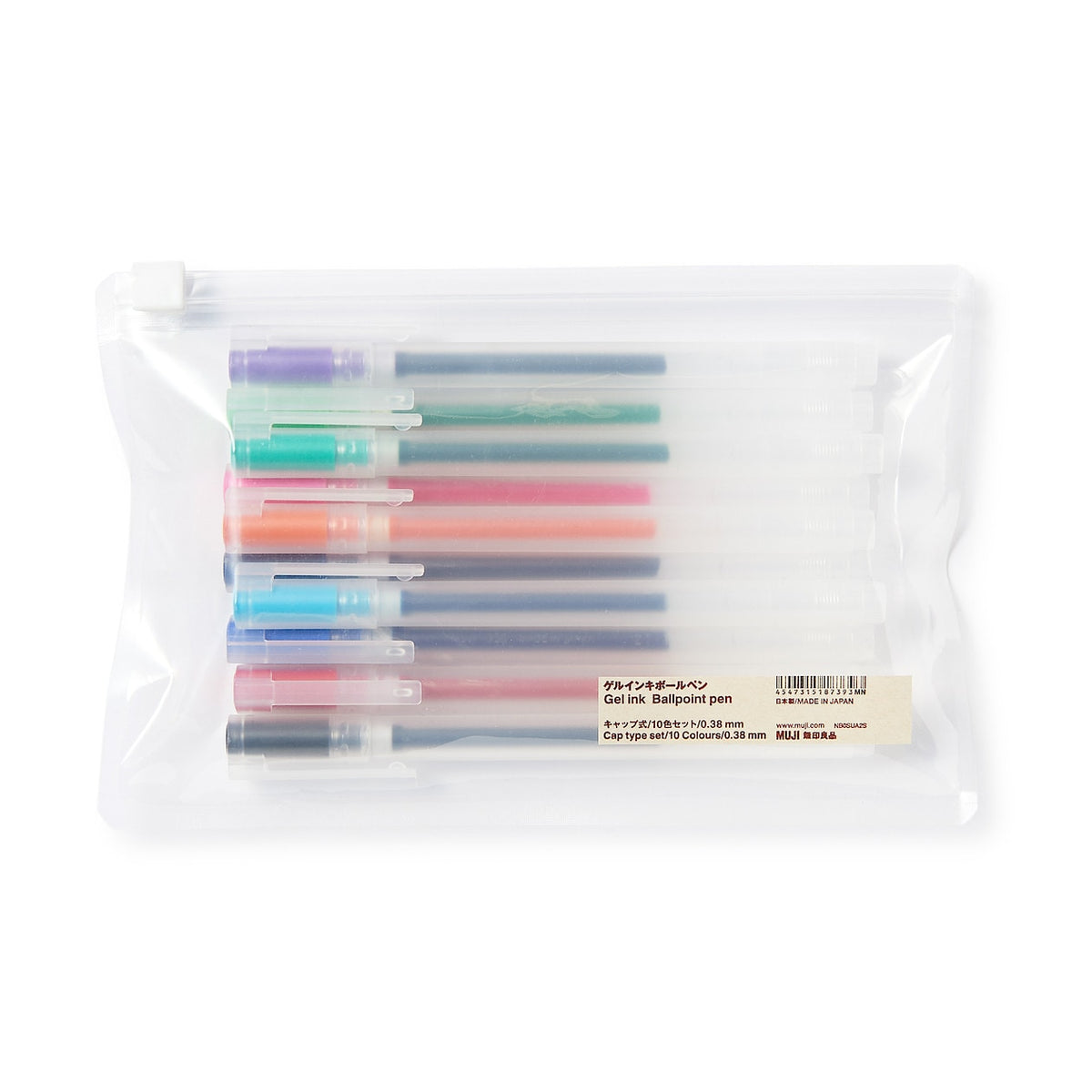 Embotellamiento Acuoso fe Gel Ink Cap Type Ballpoint Pen 10 Color Set | MUJI USA