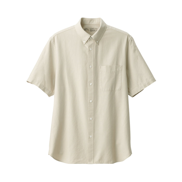 Men's Washed Oxford Button Down Short Sleeve Shirt | MUJI USA