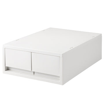 Polypropylene Case 2 Drawer - Shallow (W10.2 x D14.6 x H4.7") White Gray MUJI