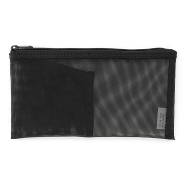 Nylon Mesh Pen Case with Pocket Black MUJI