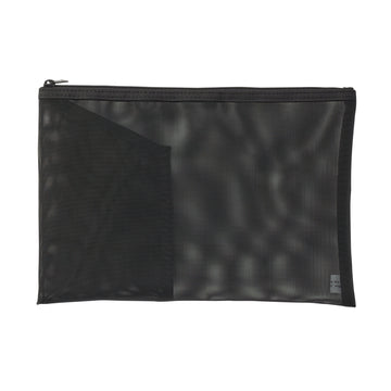 Nylon Mesh Pouch with Pocket Black A5 MUJI