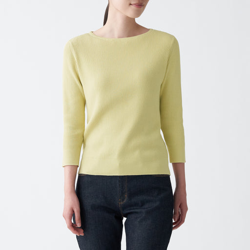 Women Organic Cotton Silk Boat Neck Sweater MUJI