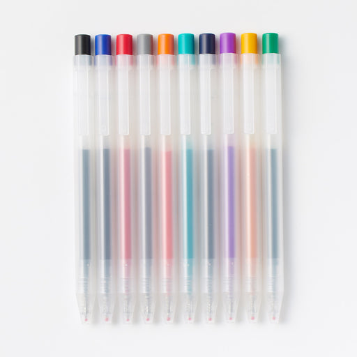 Smooth Gel Knock Type Pen 0.5mm 10 Colors Set MUJI